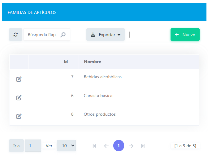 gestion de articulos y precios efactura