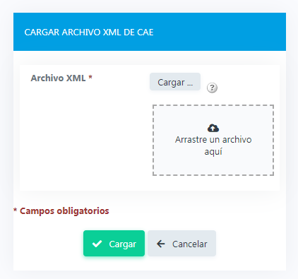 cargar caes en efactura 01